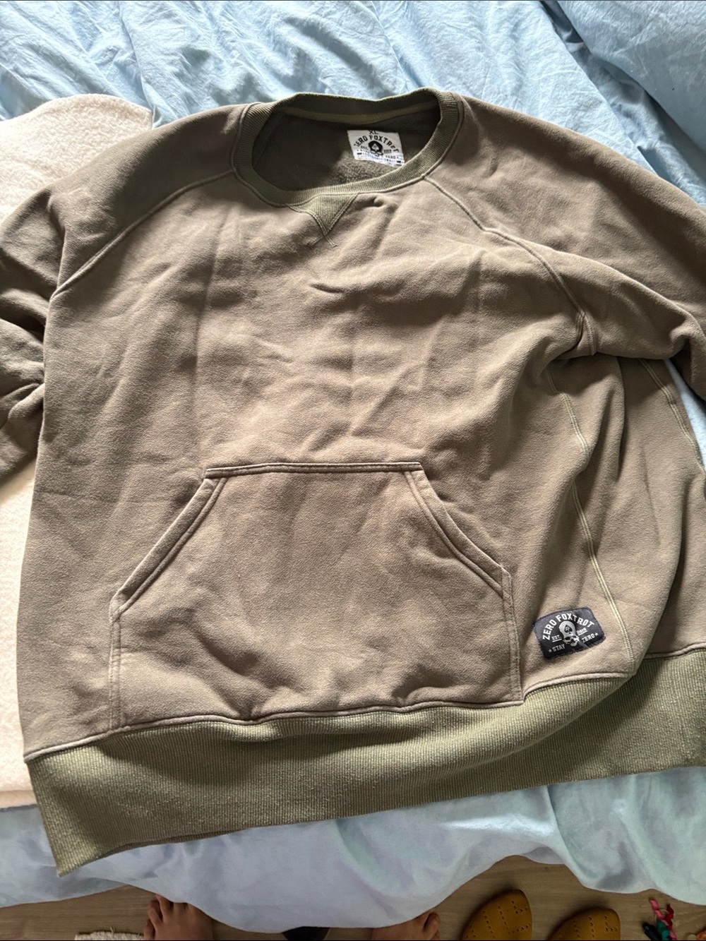 Men's XL Zero Foxtrot Crewneck Pocket Sweater - Olive